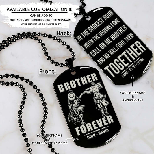 One Piece Dog Tag - Brother Forever - Call On Me Brother - Monkey D. Luffy - Roronoa Zoro - One Piece Necklace - Engrave Dog Tag