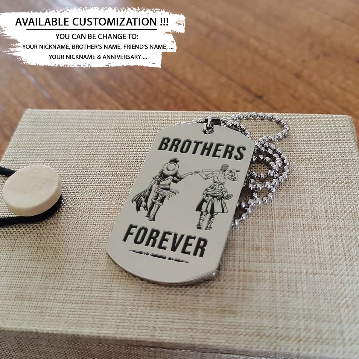 One Piece Dog Tag - Brothers Forever - Call On Me Brother - Monkey D. Luffy - Roronoa Zoro - One Piece Necklace - Engrave Dog Tag