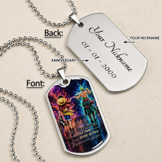 One Piece Dog Tag Necklace - OPDL009 - Monkey D. Luffy - Roronoa Zoro - Better Than You Were The Day Before