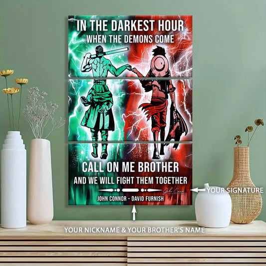 One Piece - 3 Piece Wall Art - OP001 - Call On me Brother - Monkey D. Luffy - Roronoa Zoro - One Piece Canvas