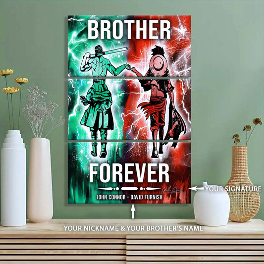 One Piece - 3 Piece Wall Art - OP002 - Brother Forever - Monkey D. Luffy - Roronoa Zoro - One Piece Canvas