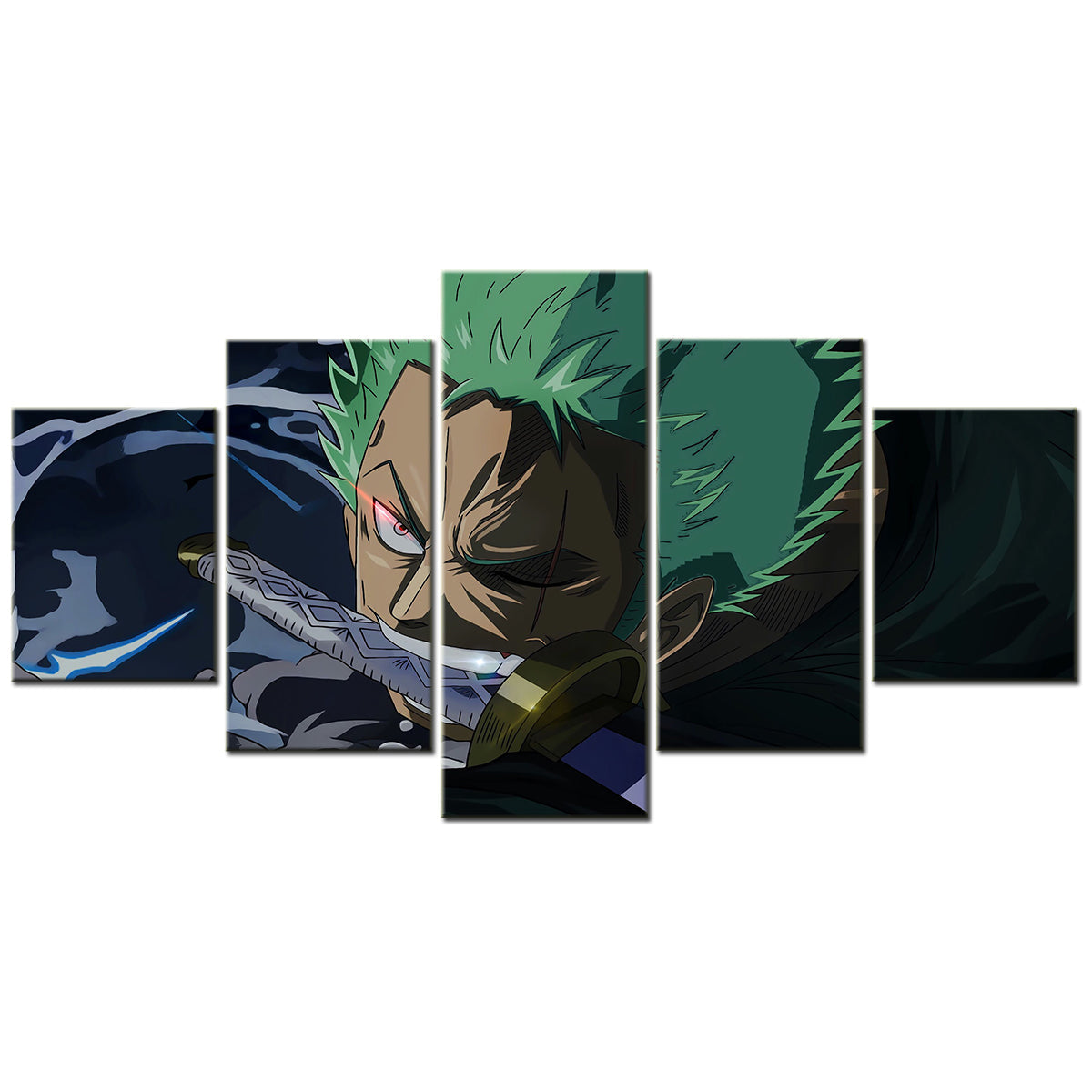 One Piece - 5 Pieces Wall Art - Roronoa Zoro - Printed Wall Pictures Home Decor - One Piece Poster - One Piece Canvas