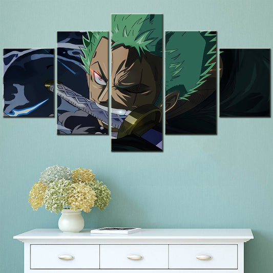 One Piece - 5 Pieces Wall Art - Roronoa Zoro - Printed Wall Pictures Home Decor - One Piece Poster - One Piece Canvas