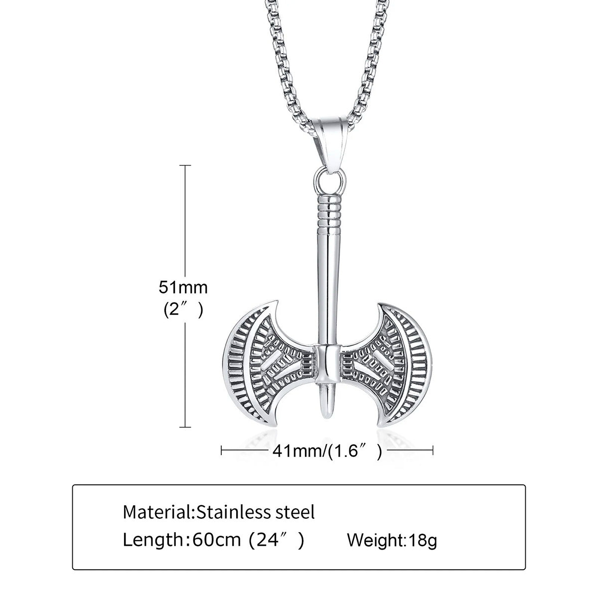 Viking - Gothic Viking Men Axe Necklace, Retro Nordic Almut Stainless Steel Pendant, Chunky Punk Boy Neck Collar