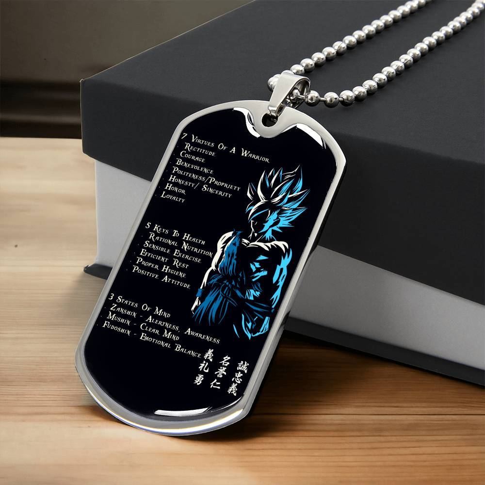 Dragon Ball - 7 5 3 CODE - Goku - Supper Saiyan Blue - Black Dog Tag - Dragon Ball Dog Tag - Military Ball Chain - Luxury Dog Tag