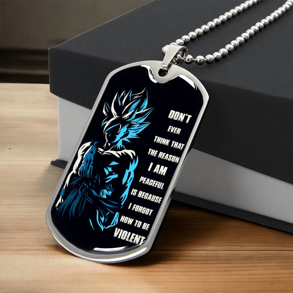 Dragon Ball - Don't Ever Think That The Reason - Goku - Black Dog Tag - Dragon Ball Dog Tag - Military Ball Chain - Luxury Dog Tag