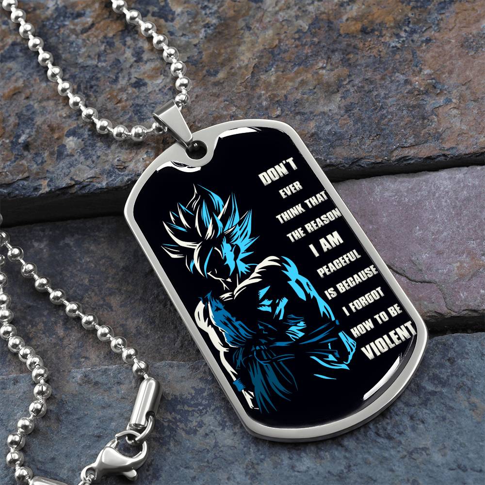 Dragon Ball - Don't Ever Think That The Reason - Goku - Black Dog Tag - Dragon Ball Dog Tag - Military Ball Chain - Luxury Dog Tag