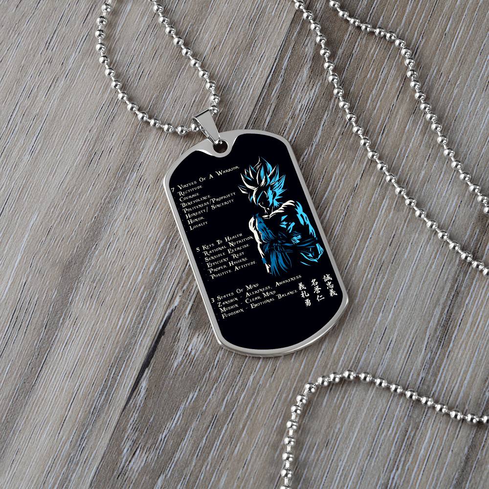Dragon Ball - 7 5 3 CODE - Goku - Supper Saiyan Blue - Black Dog Tag - Dragon Ball Dog Tag - Military Ball Chain - Luxury Dog Tag