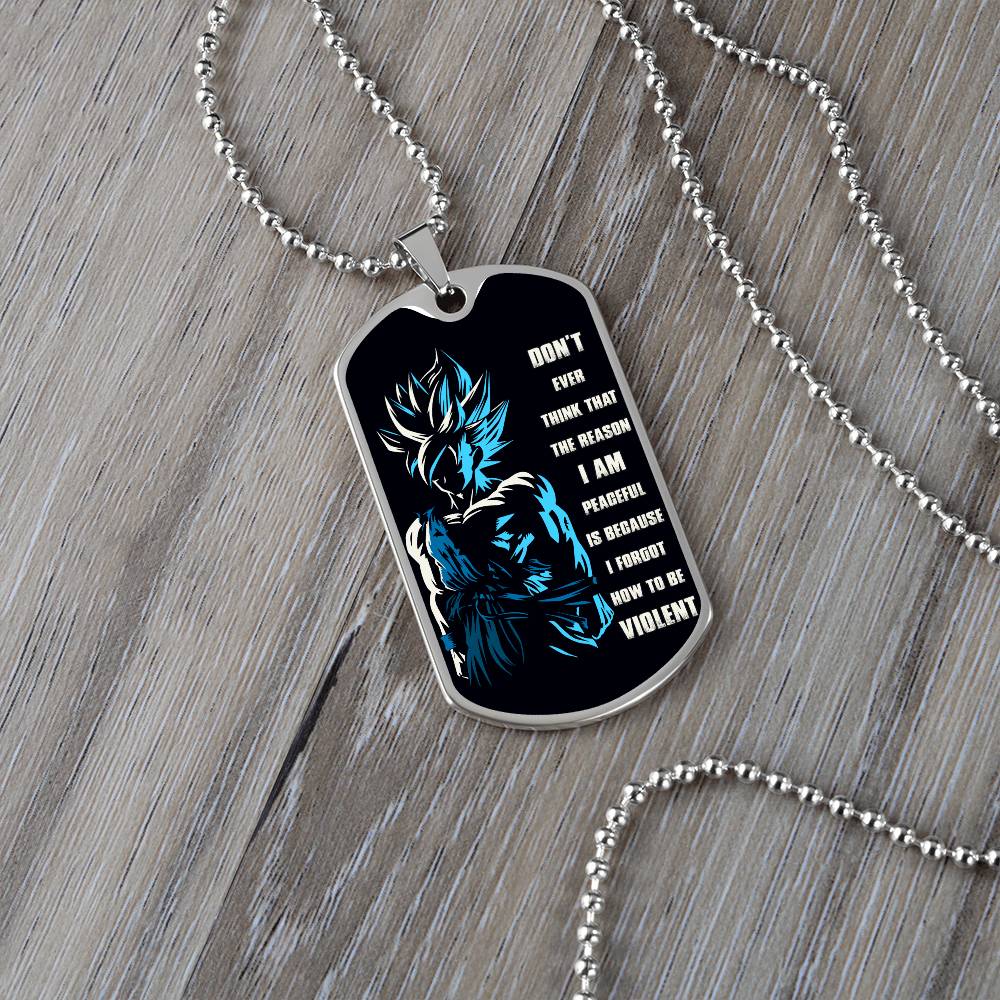Dragon Ball - Don't Ever Think That The Reason - Goku - Black Dog Tag - Dragon Ball Dog Tag - Military Ball Chain - Luxury Dog Tag