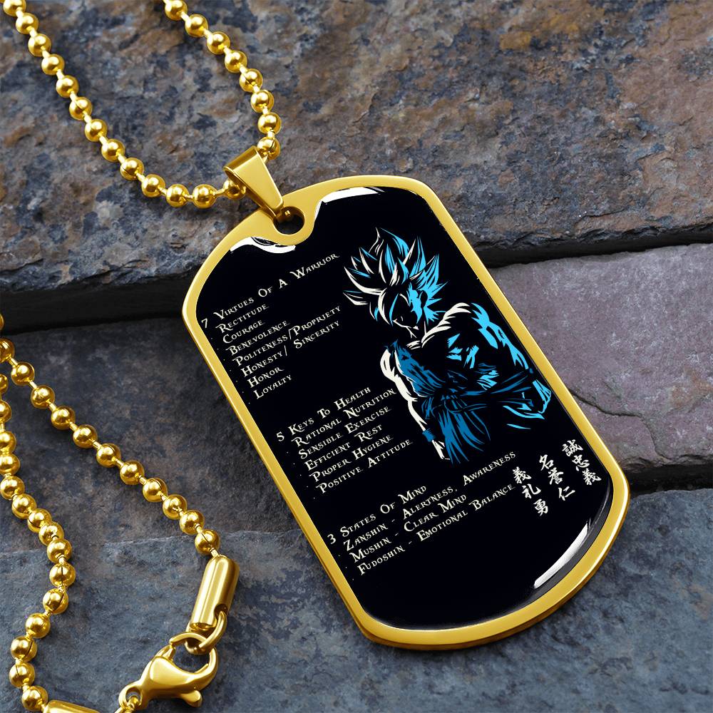 Dragon Ball - 7 5 3 CODE - Goku - Supper Saiyan Blue - Black Dog Tag - Dragon Ball Dog Tag - Military Ball Chain - Luxury Dog Tag