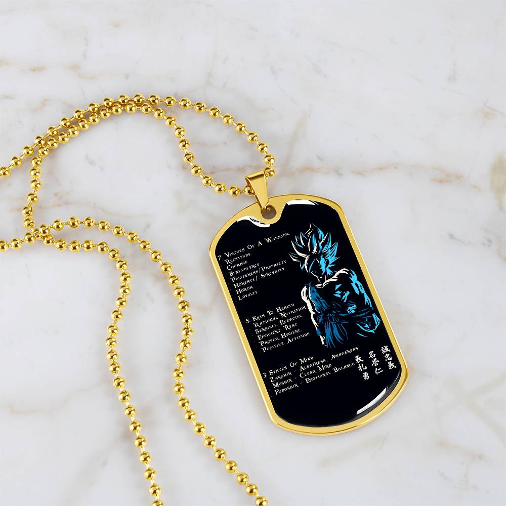 Dragon Ball - 7 5 3 CODE - Goku - Supper Saiyan Blue - Black Dog Tag - Dragon Ball Dog Tag - Military Ball Chain - Luxury Dog Tag