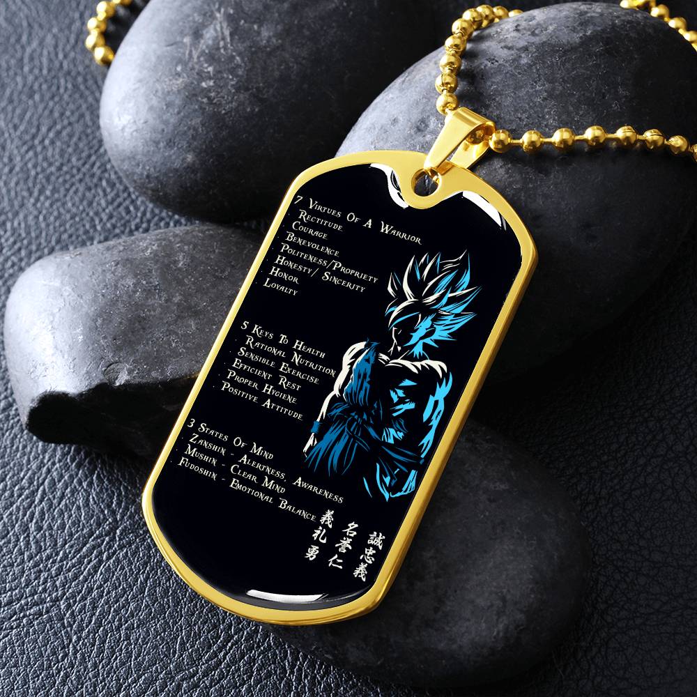 Dragon Ball - 7 5 3 CODE - Goku - Supper Saiyan Blue - Black Dog Tag - Dragon Ball Dog Tag - Military Ball Chain - Luxury Dog Tag