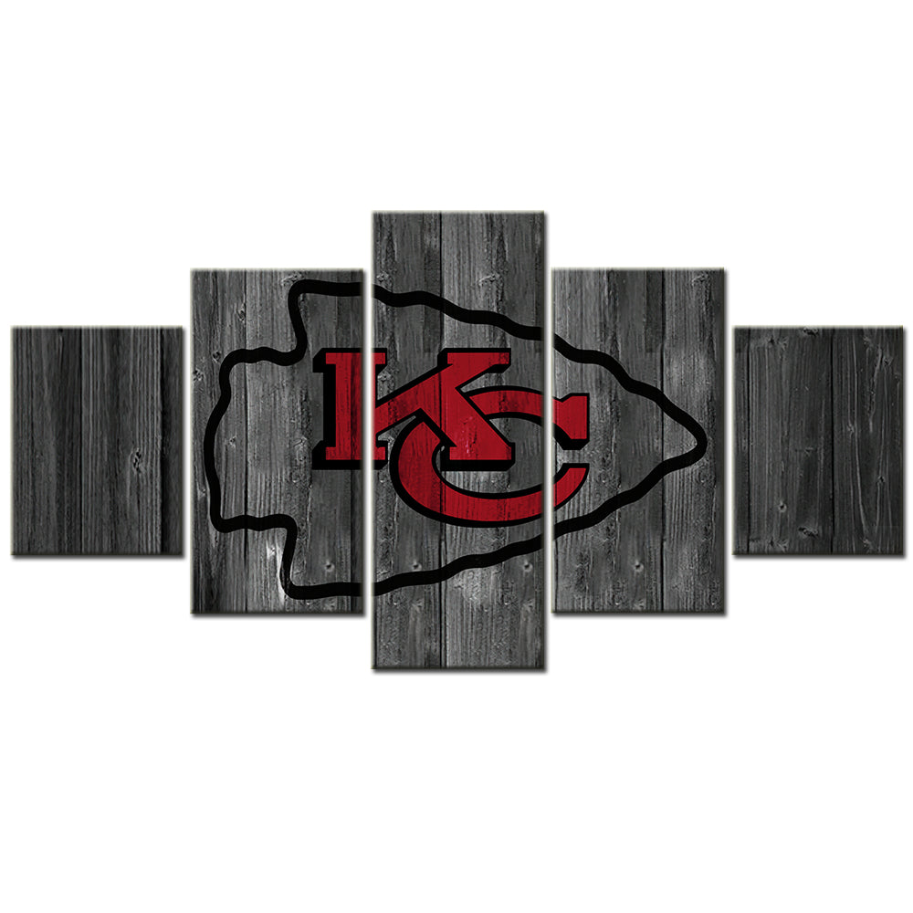 American Football - 5 Pieces Wall Art - AF5096 - Kansas City Chiefs Emblem - NFL Football - American Football Poster - American Football Canvas