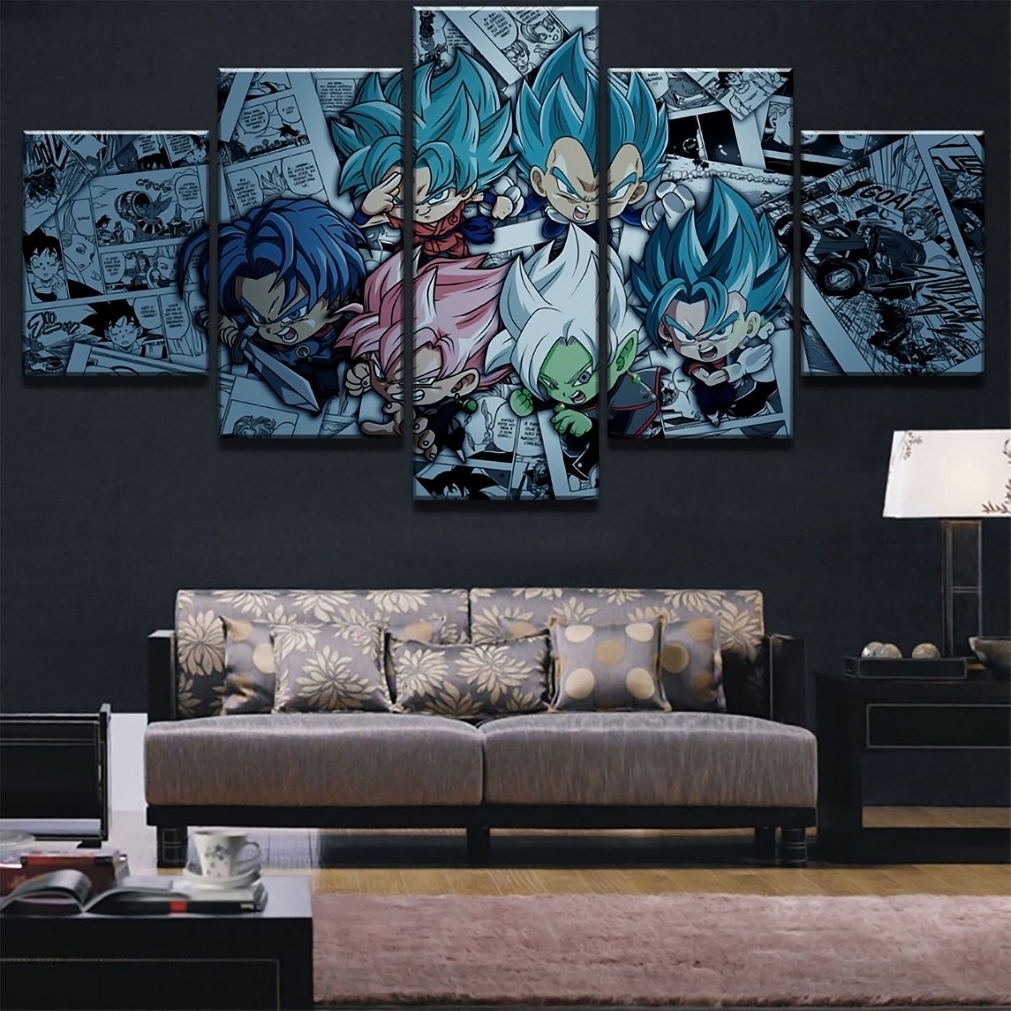 Dragon Ball - 5 Pieces Wall Art - Goku - Vegeta - Trunks - Black Goku - - Dragon Ball Poster - Dragon Ball Canvas