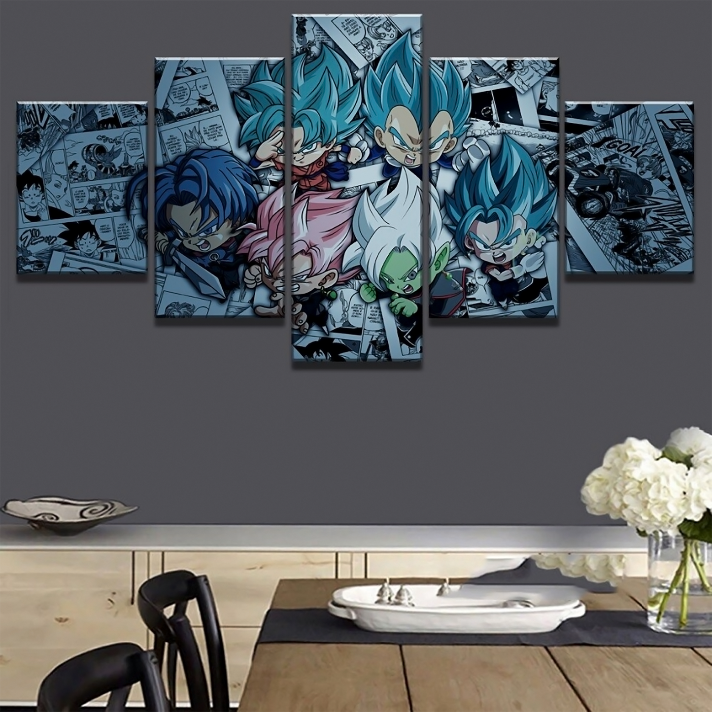 Dragon Ball - 5 Pieces Wall Art - Goku - Vegeta - Trunks - Black Goku - - Dragon Ball Poster - Dragon Ball Canvas