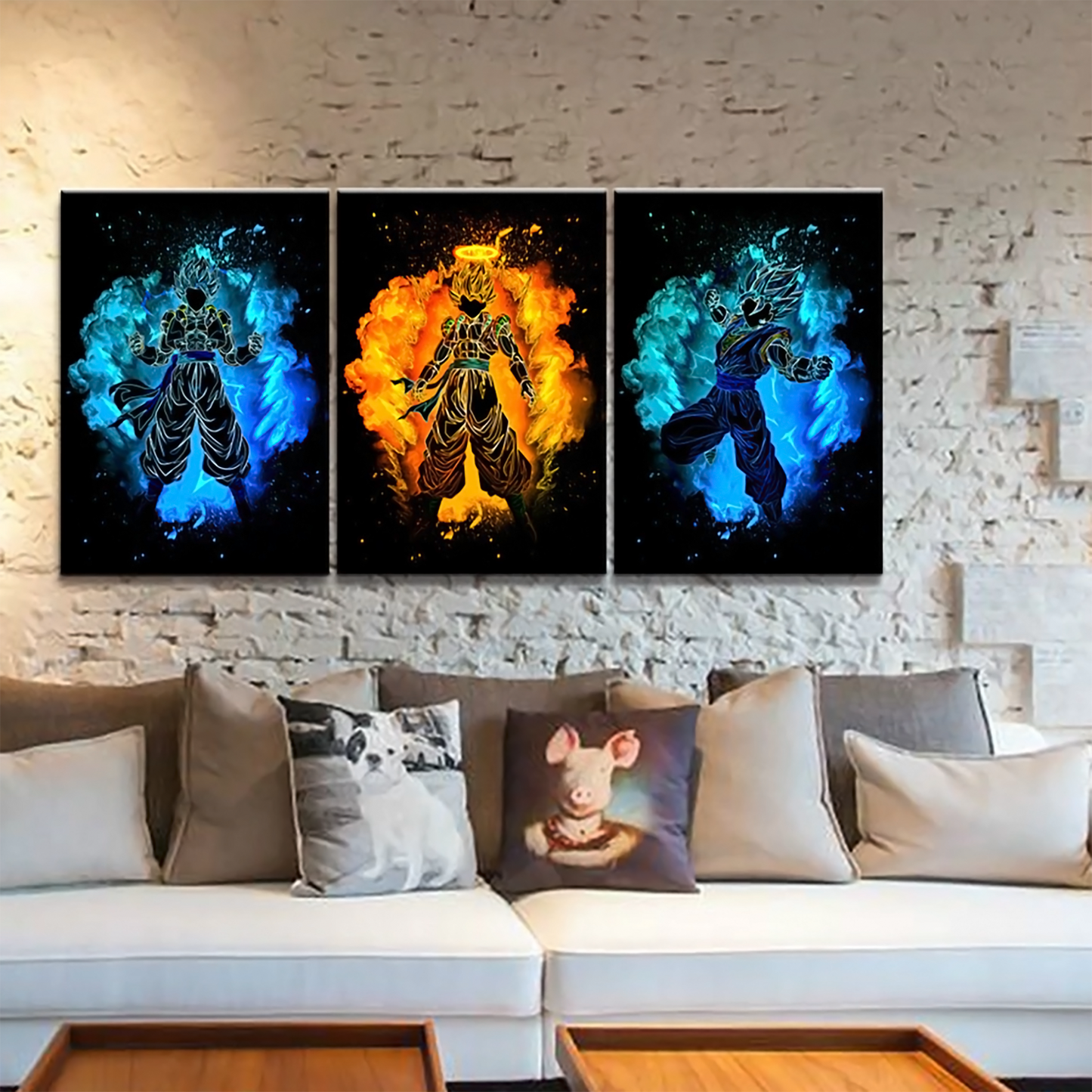 Dragon Ball - 3 Pieces Wall Art - Goku - Vegeta - Vegeto - Super Saiyan - Dragon Ball Poster - Dragon Ball Canvas