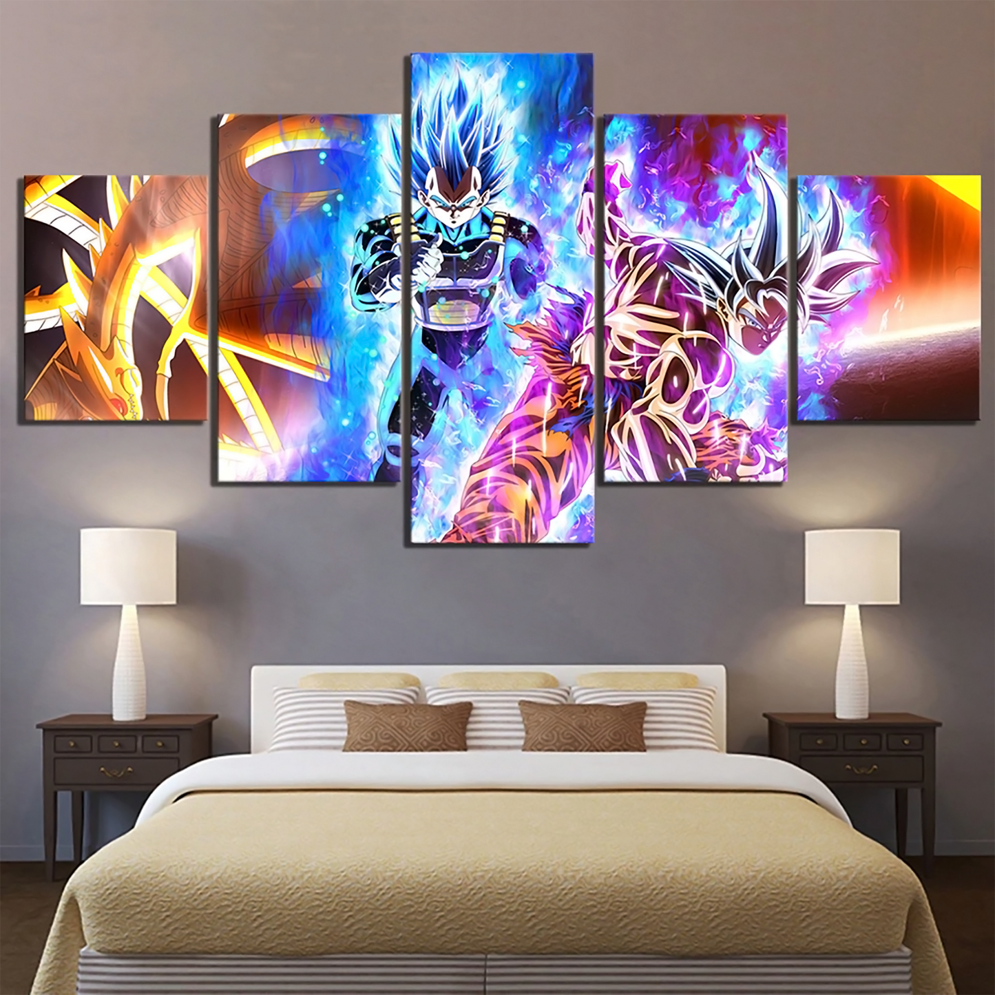 Dragon Ball - 5 Pieces Wall Art - Goku - Vegeta - Super Saiyan Blue - Mastered Ultra Instinct - Dragon Ball Poster - Dragon Ball Canvas