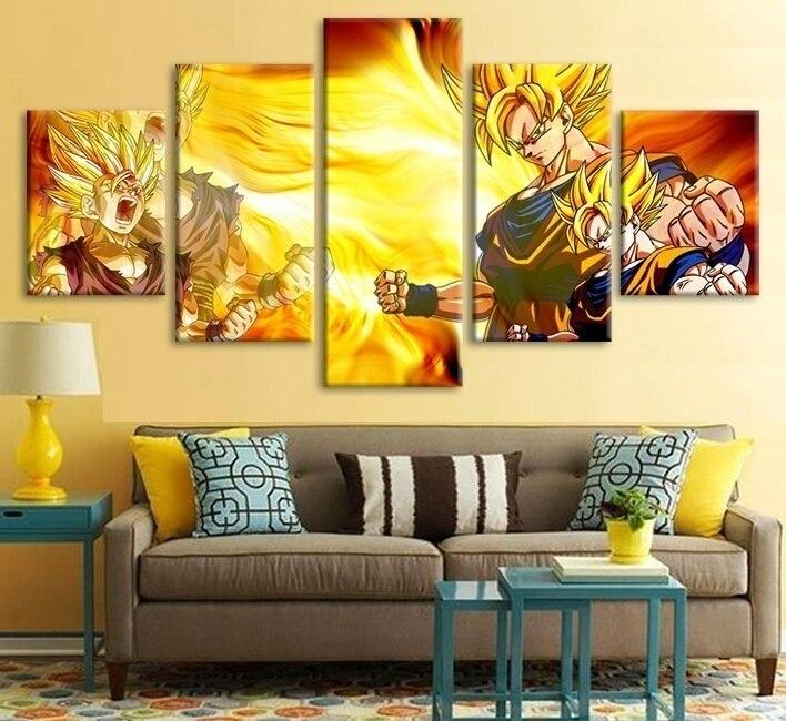Dragon Ball - 5 Pieces Wall Art - Goku - Gohan - Super Saiyan - Dragon Ball Poster - Dragon Ball Canvas