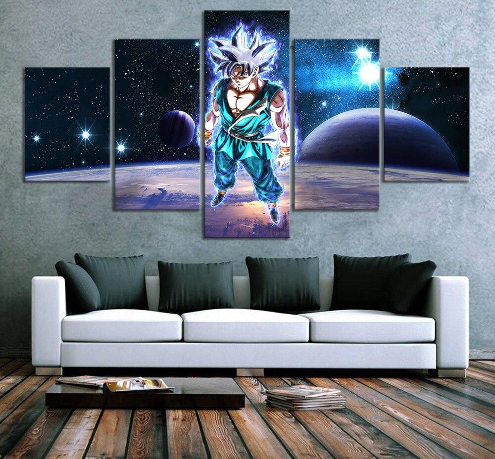 Dragon Ball - 5 Pieces Wall Art - Mastered Ultra Instinct Goku - Dragon Ball Poster - Dragon Ball Canvas