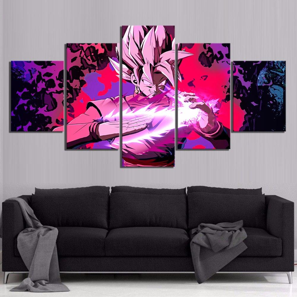 Dragon Ball - 5 Pieces Wall Art - Black Goku - Super Saiyan Rose - Dragon Ball Poster - Dragon Ball Canvas