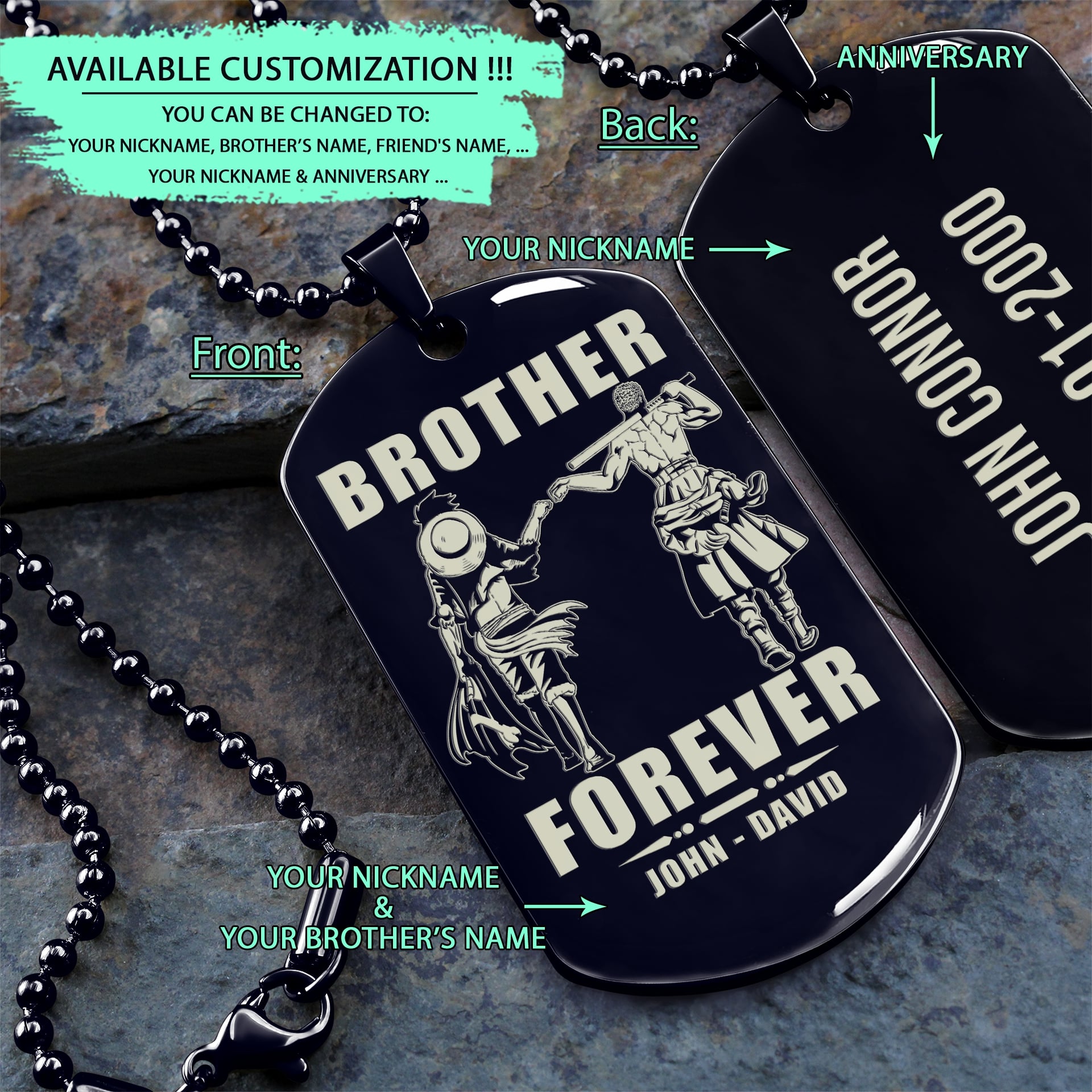 Brother dog tag necklace top