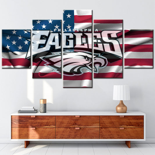 American Football - 5 Pieces Wall Art - AF5084 - American Flag Philadelphia Eagles - NFL Football - American Football Poster - American Football Canvas