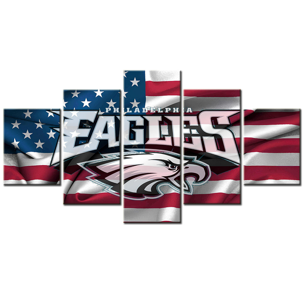 American Football - 5 Pieces Wall Art - AF5084 - American Flag Philadelphia Eagles - NFL Football - American Football Poster - American Football Canvas