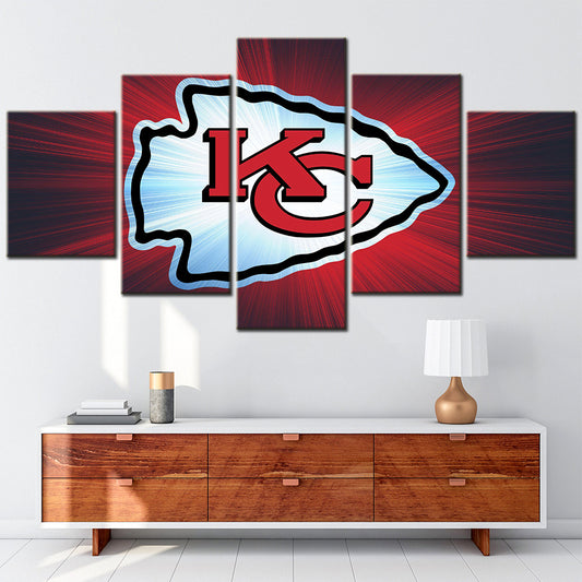 American Football - 5 Pieces Wall Art - AF5085 - Kansas City Chiefs Emblem - NFL Football - American Football Poster - American Football Canvas