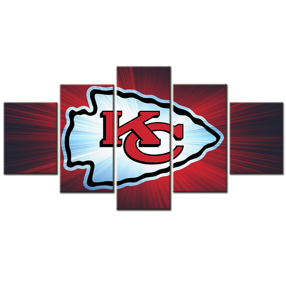 American Football - 5 Pieces Wall Art - AF5085 - Kansas City Chiefs Emblem - NFL Football - American Football Poster - American Football Canvas
