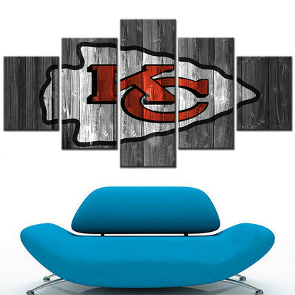 American Football - 5 Pieces Wall Art - AF5086 - Kansas City Chiefs Emblem - NFL Football - American Football Poster - American Football Canvas