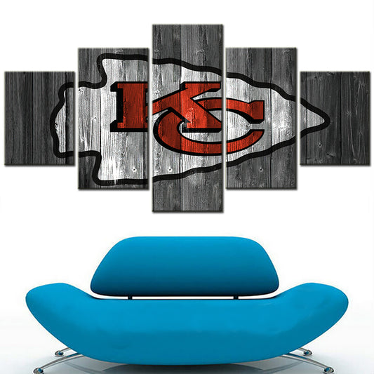 American Football - 5 Pieces Wall Art - AF5086 - Kansas City Chiefs Emblem - NFL Football - American Football Poster - American Football Canvas