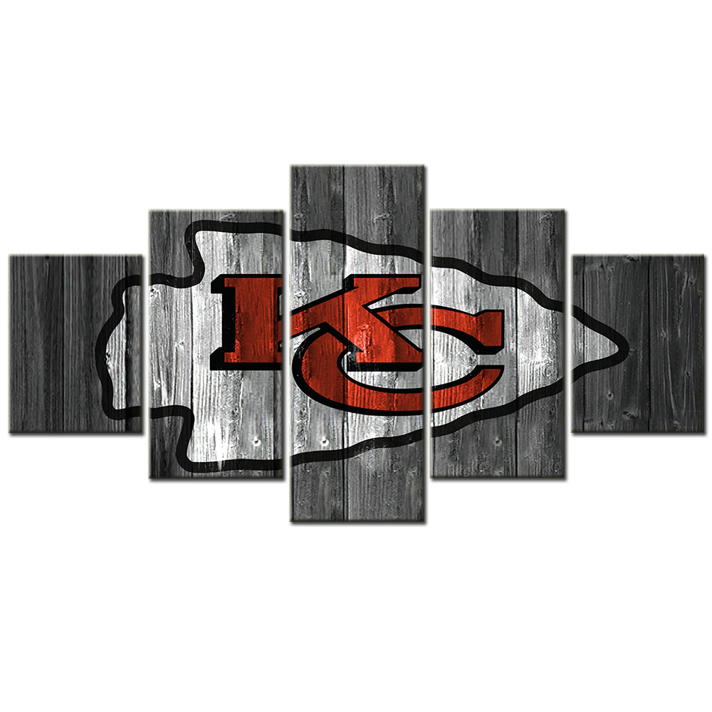 American Football - 5 Pieces Wall Art - AF5086 - Kansas City Chiefs Emblem - NFL Football - American Football Poster - American Football Canvas