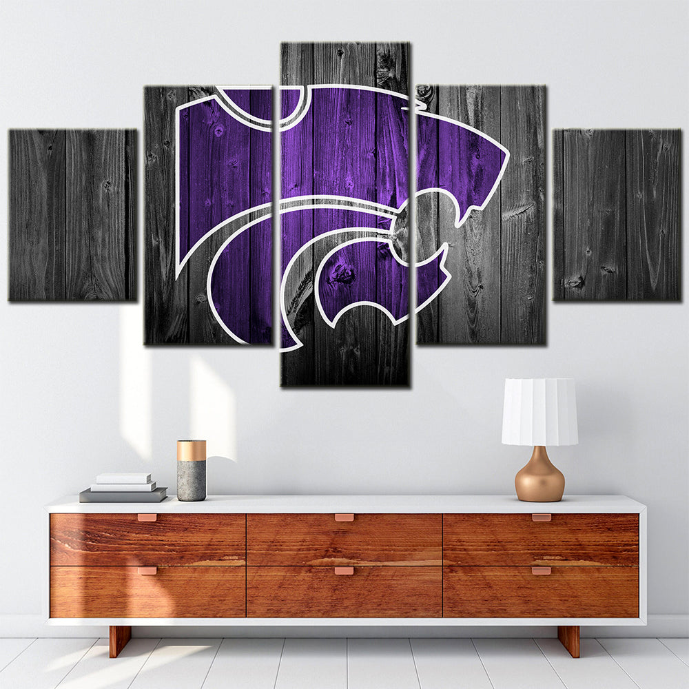 American Football - 5 Pieces Wall Art - AF5087 - Kansas State Wildcats Barnwood Sport - American Football Poster - American Football Canvas
