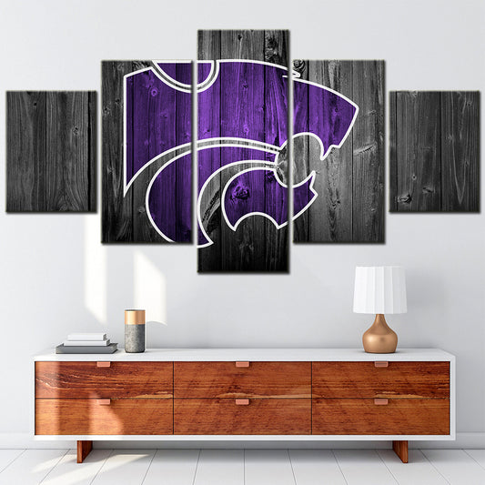 American Football - 5 Pieces Wall Art - AF5087 - Kansas State Wildcats Barnwood Sport - American Football Poster - American Football Canvas
