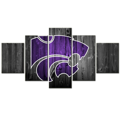 American Football - 5 Pieces Wall Art - AF5087 - Kansas State Wildcats Barnwood Sport - American Football Poster - American Football Canvas