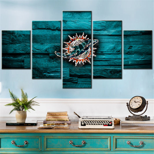 American Football - 5 Pieces Wall Art - AF5092 - Miami Dolphins - American Football Poster - American Football Canvas