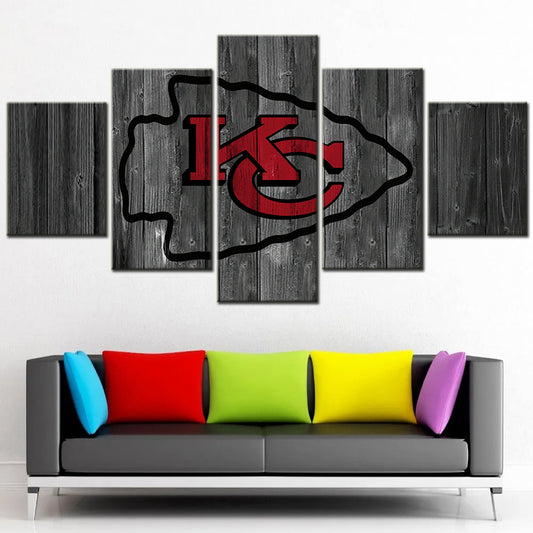 American Football - 5 Pieces Wall Art - AF5096 - Kansas City Chiefs Emblem - NFL Football - American Football Poster - American Football Canvas