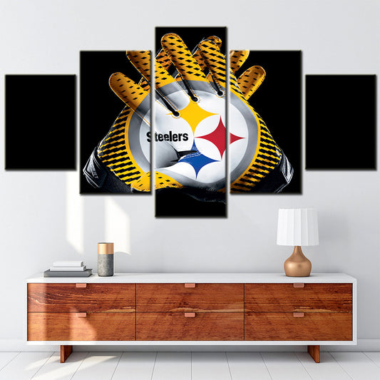 American Football - 5 Pieces Wall Art - AF5103 - Pittsburgh Steelers Gloves Football - American Football Poster - American Football Canvas