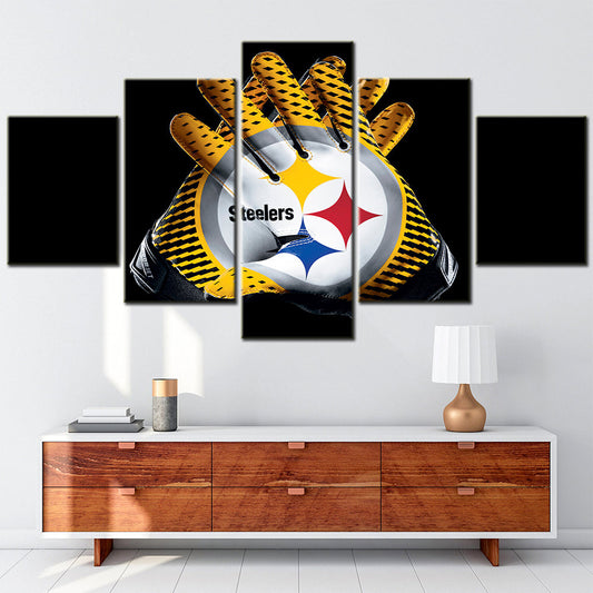 American Football Canvas Wall Art - AF5103 - Pittsburgh Steelers Gloves Football - NFL Teams