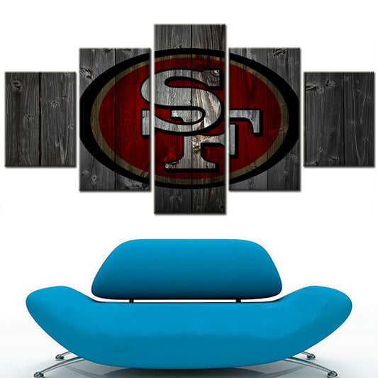 American Football - 5 Pieces Wall Art - AF5105 - San Francisco 49Ers Barn Wood - American Football Poster - American Football Canvas
