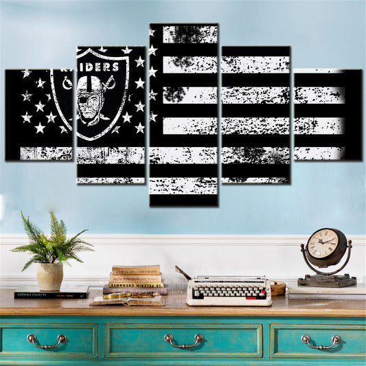 American Football Canvas Wall Art - AF5106 - Oakland Raiders American Flag - NFL Teams