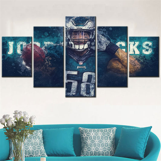 American Football - 5 Pieces Wall Art - AF5117 - Jordan Hicks - Philadelphia Eagles - American Football Poster - American Football Canvas