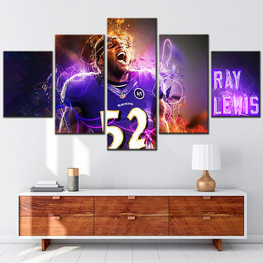 American Football - 5 Pieces Wall Art - AF5121 - Baltimore Ravens - Ray Lewis - American Football Poster - American Football Canvas