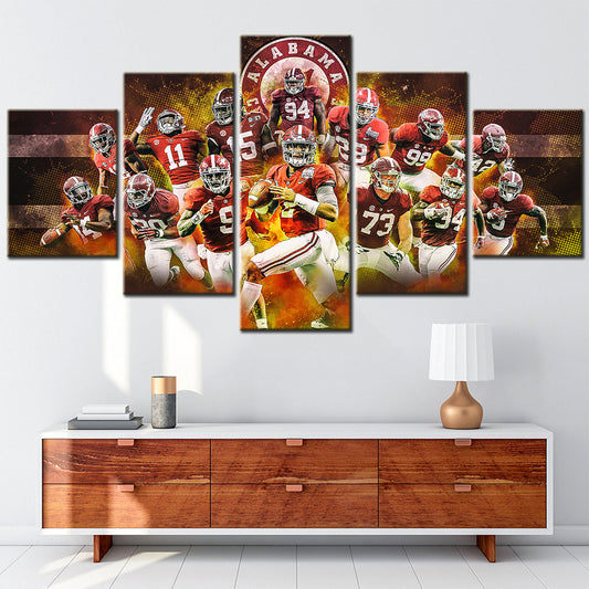 American Football - 5 Pieces Wall Art - AF5122 - Alabama Crimson Tide College Sport - American Football Poster - American Football Canvas