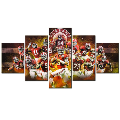 American Football - 5 Pieces Wall Art - AF5122 - Alabama Crimson Tide College Sport - American Football Poster - American Football Canvas
