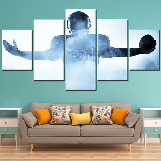 American Football - 5 Pieces Wall Art - AF5123 - Player Portrait Silhouette - American Football Poster - American Football Canvas