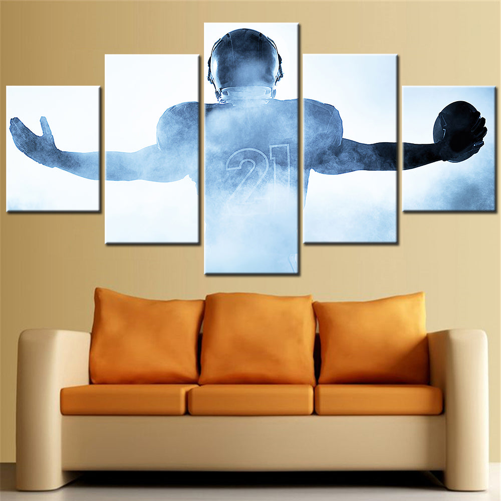 American Football - 5 Pieces Wall Art - AF5123 - Player Portrait Silhouette - American Football Poster - American Football Canvas