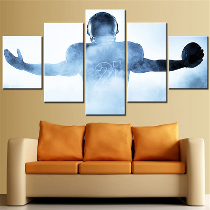 American Football - 5 Pieces Wall Art - AF5123 - Player Portrait Silhouette - American Football Poster - American Football Canvas