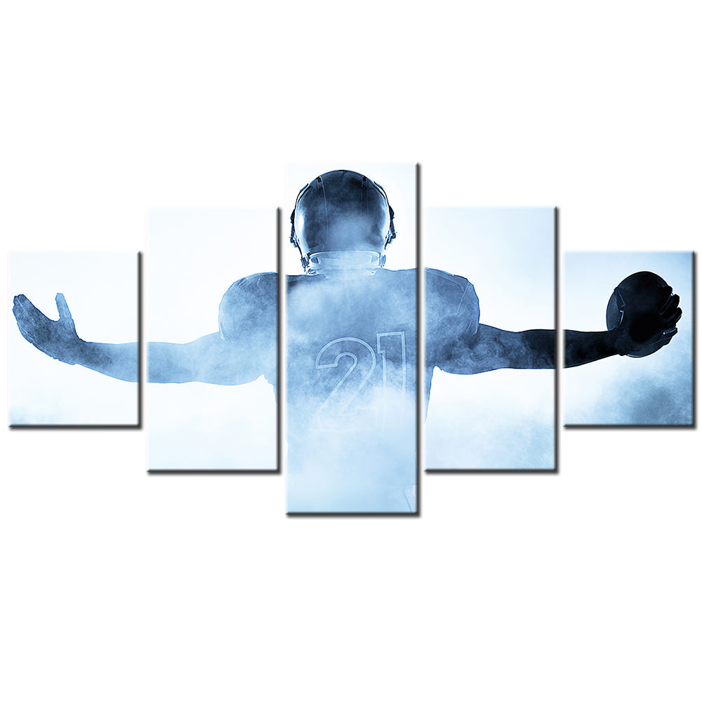 American Football - 5 Pieces Wall Art - AF5123 - Player Portrait Silhouette - American Football Poster - American Football Canvas