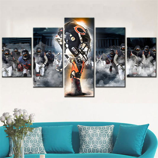American Football - 5 Pieces Wall Art - AF5124 - Chicago Bears 2 Football - American Football Poster - American Football Canvas